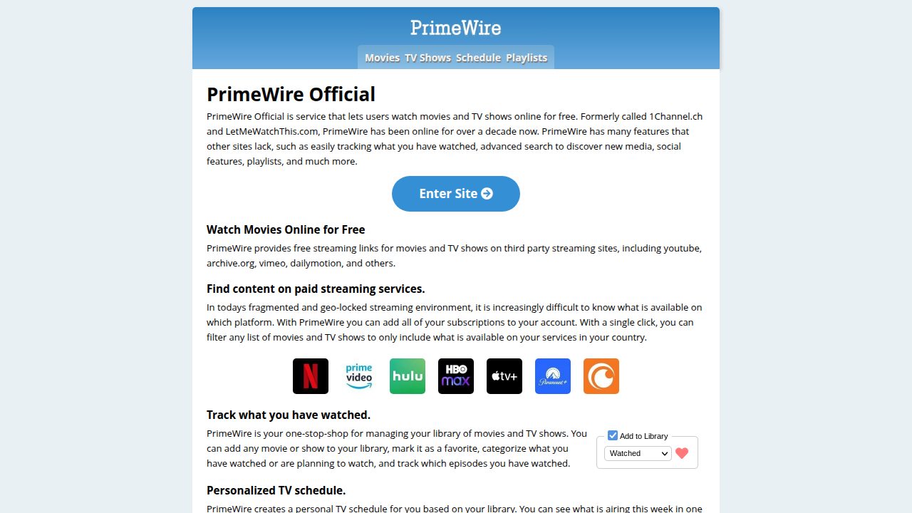 PrimeWire screenshot
